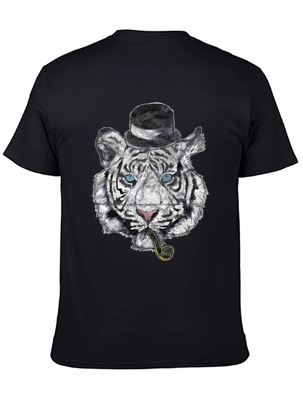 Tiger with Hat & Pipe Black Graphic Tee