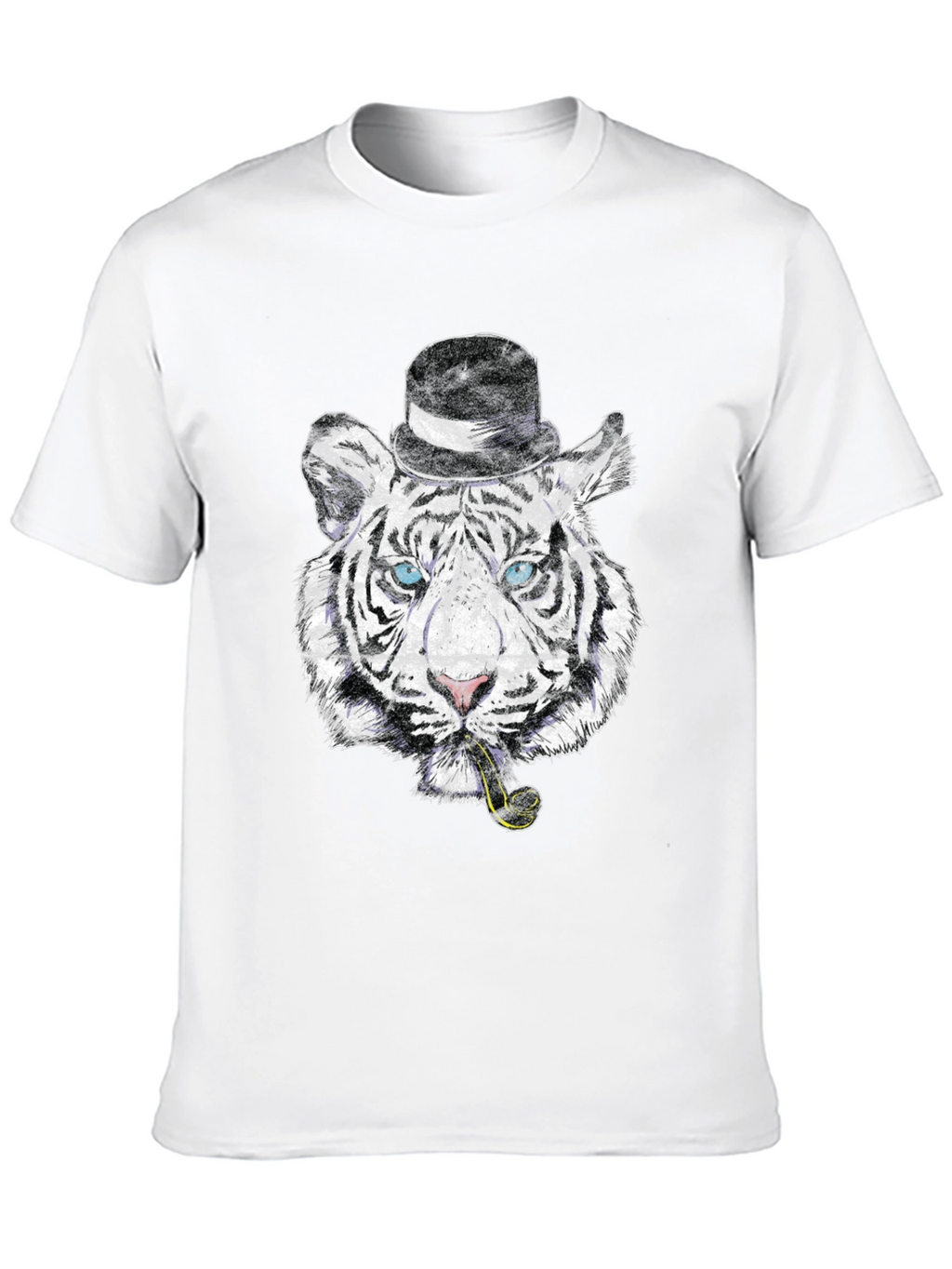 Tiger with Hat & Pipe Black Graphic Tee