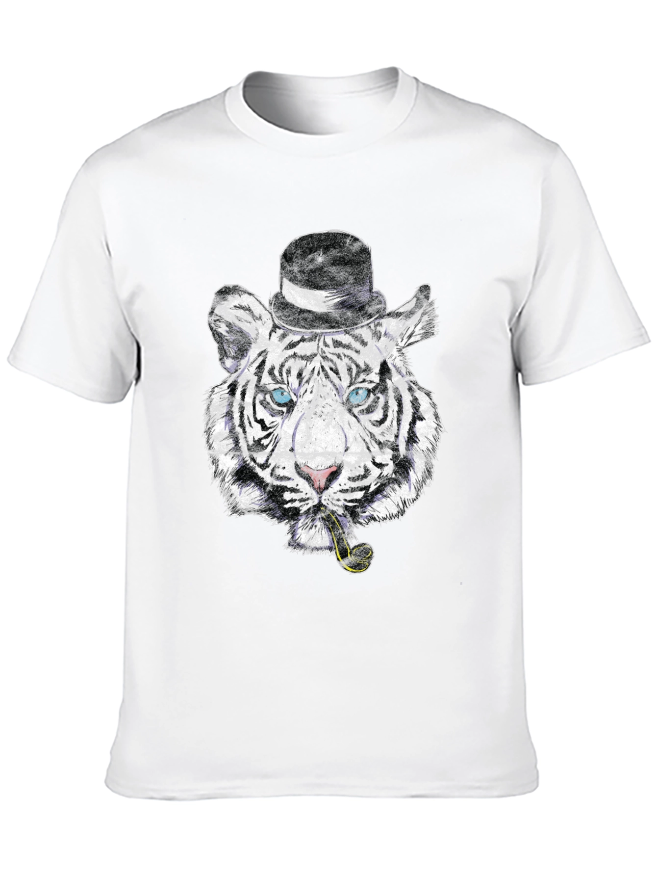 Tiger with Hat & Pipe Black Graphic Tee