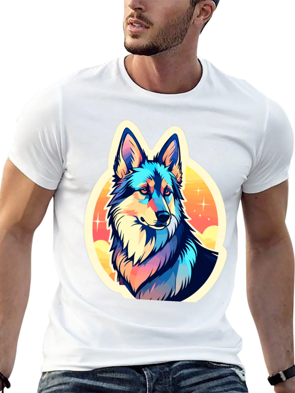 Vibrant Wolf Graphic Tee - Stylish Unisex Shirt