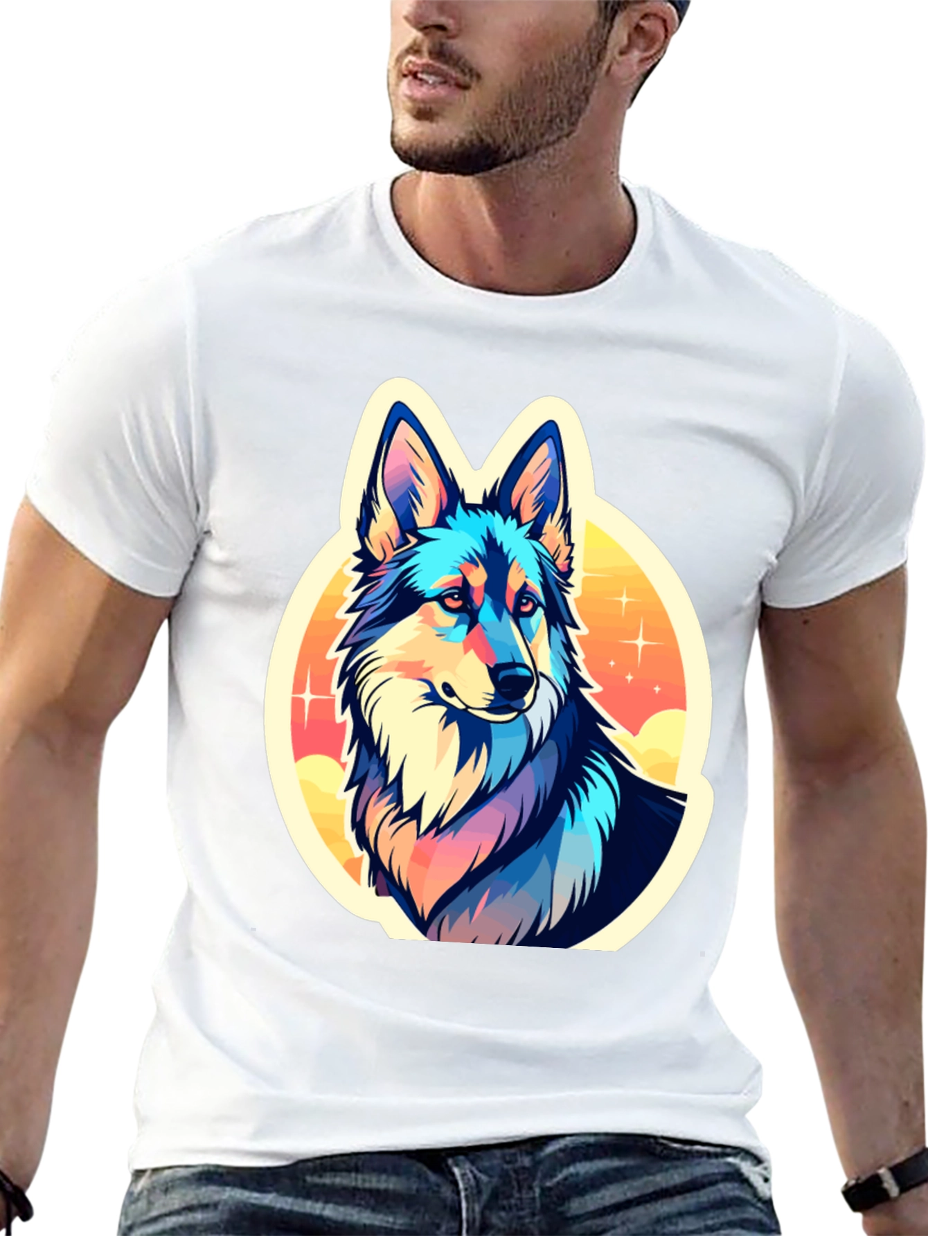 Vibrant Wolf Graphic Tee - Stylish Unisex Shirt