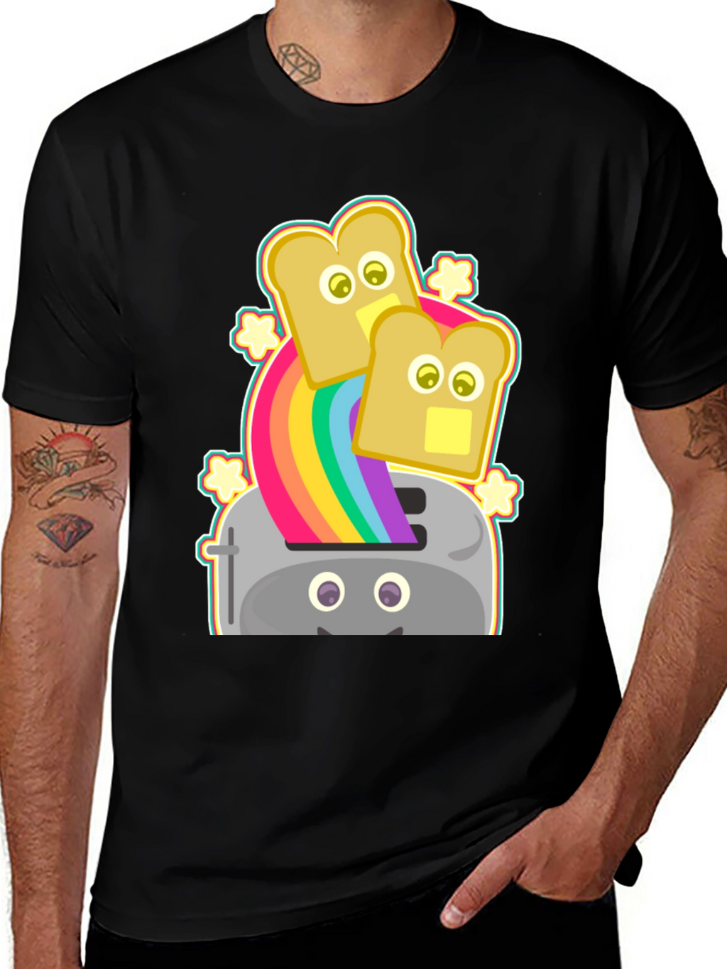 Rainbow Toaster Bread T-Shirt Novelty Tee