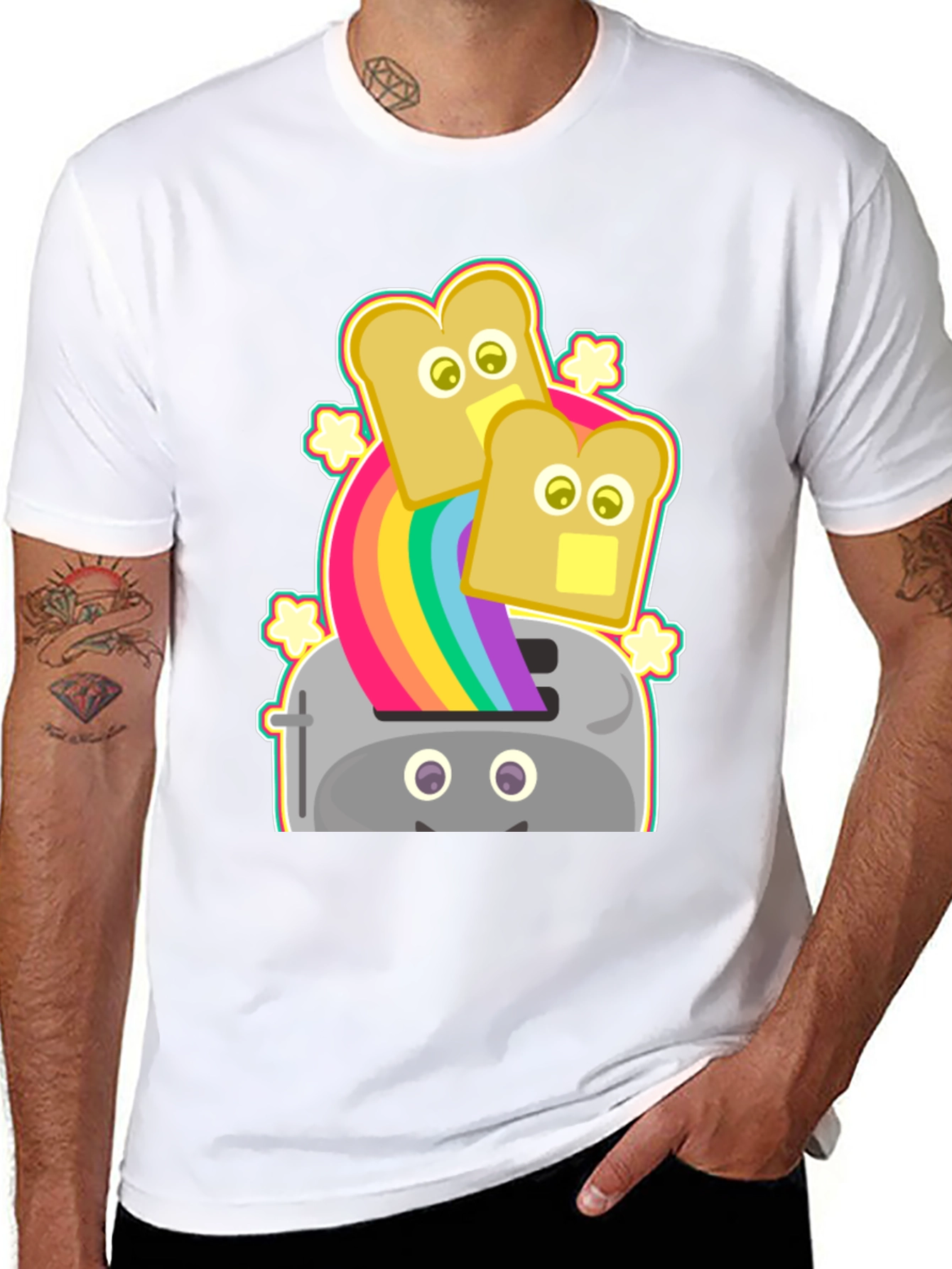 Rainbow Toaster Bread T-Shirt Novelty Tee