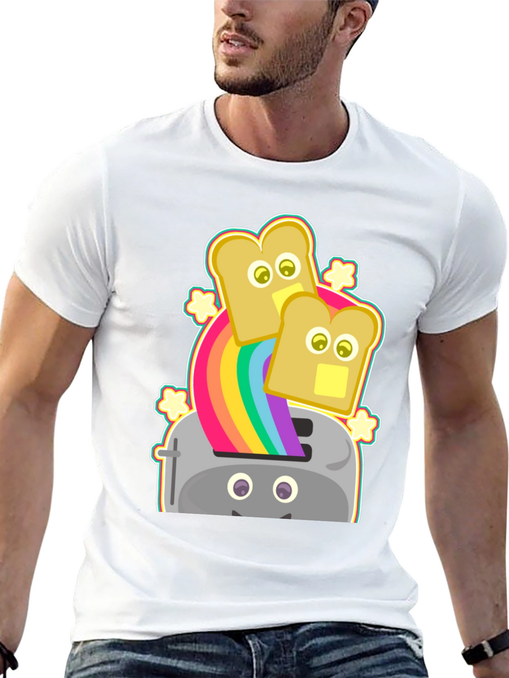 Rainbow Toaster Bread T-Shirt Novelty Tee