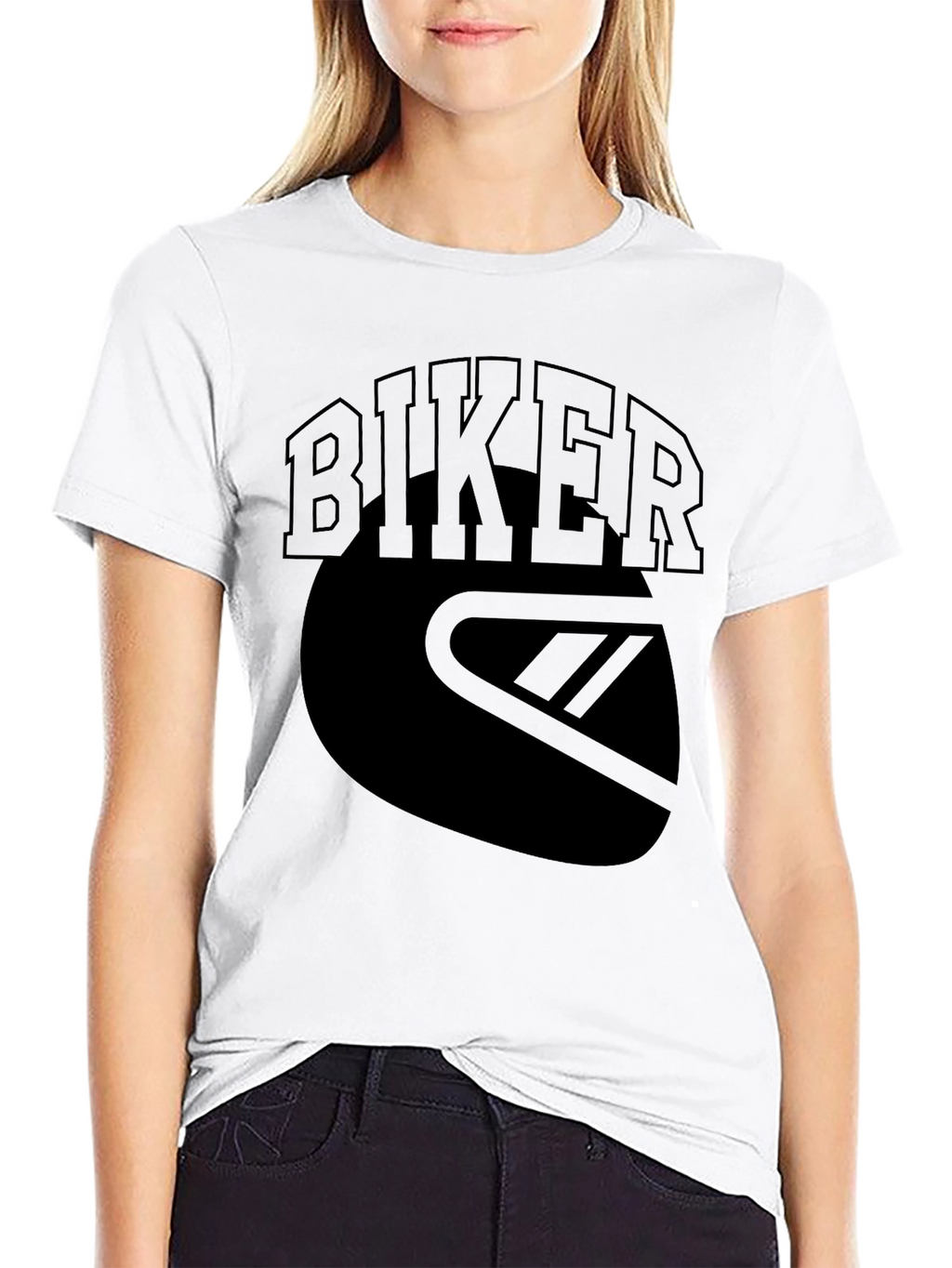 Biker Graphic Tee - Motorcycle Helmet Design