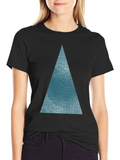 Mens Black T-Shirt with Blue Triangle Graphic