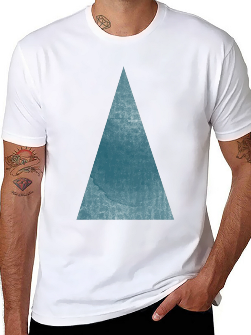 Mens Black T-Shirt with Blue Triangle Graphic