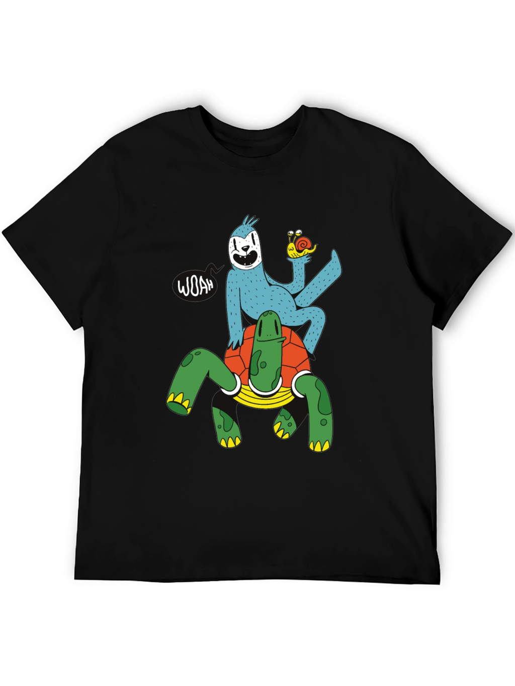 Sloth Riding Turtle Graphic T-Shirt