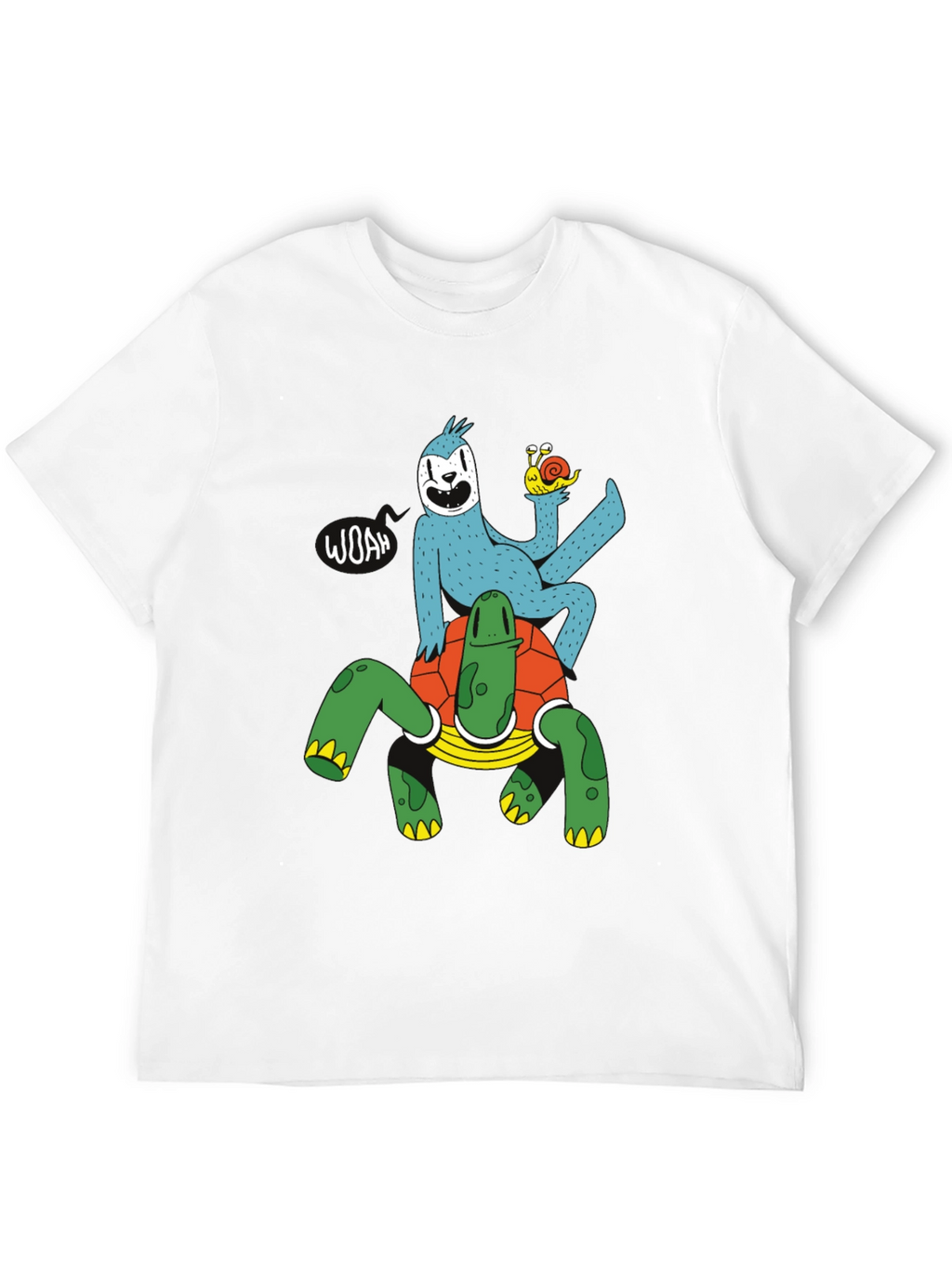 Sloth Riding Turtle Graphic T-Shirt