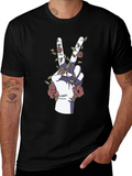 Peace Hand Rose Graphic T-Shirt