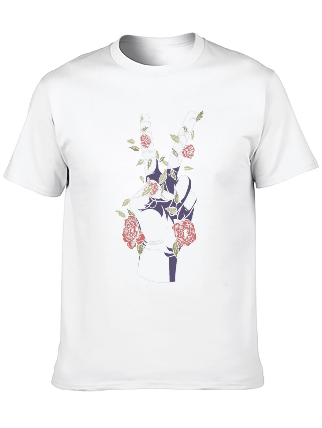 Peace Hand Rose Graphic T-Shirt