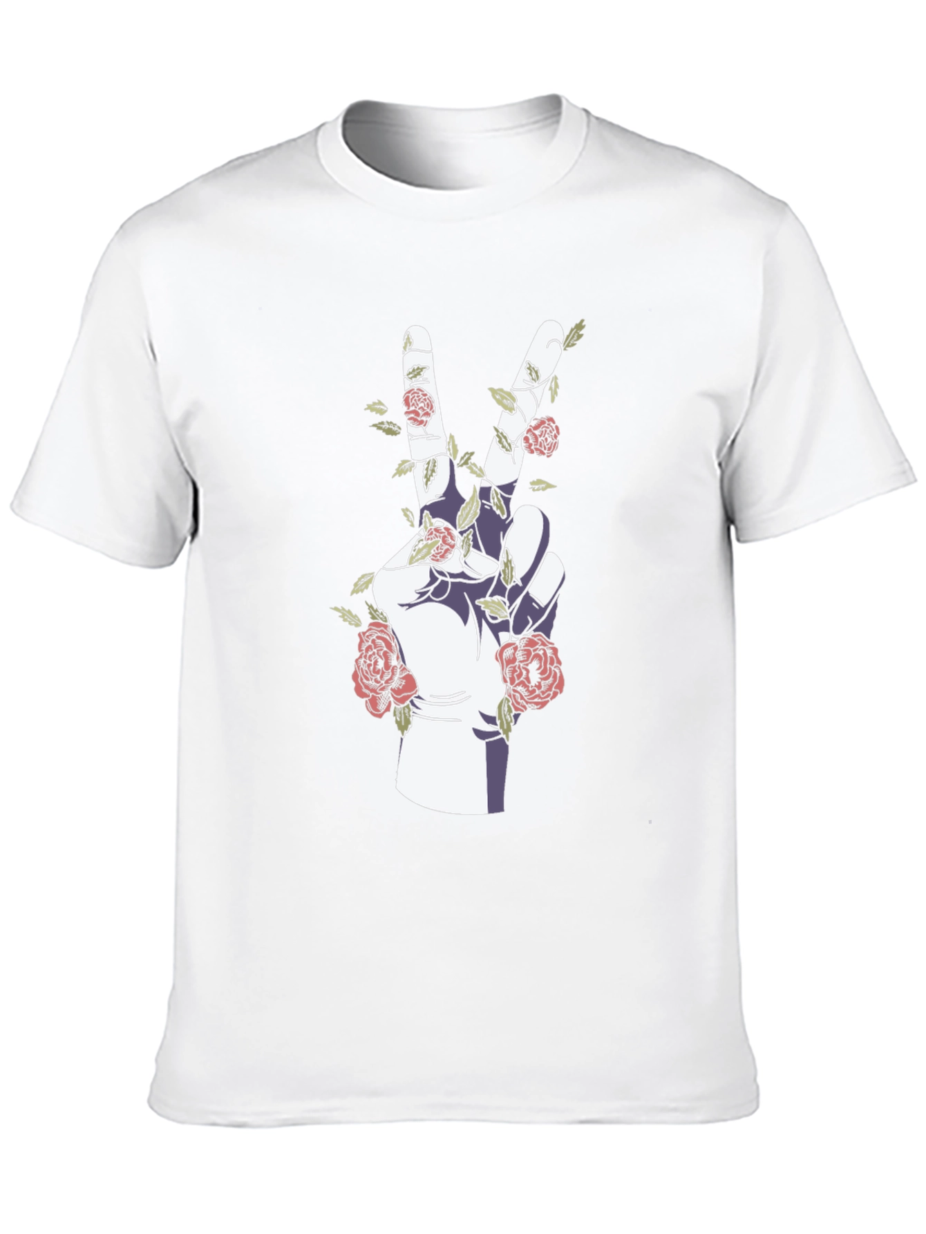 Peace Hand Rose Graphic T-Shirt
