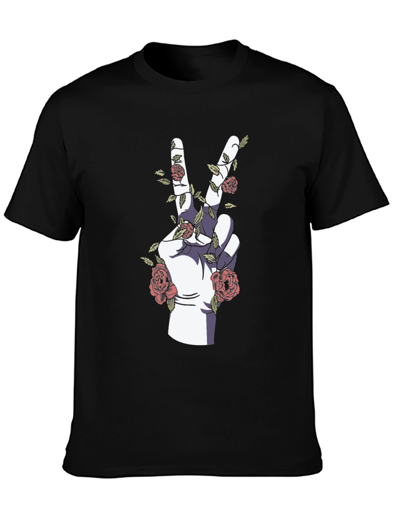 Peace Hand Rose Graphic T-Shirt