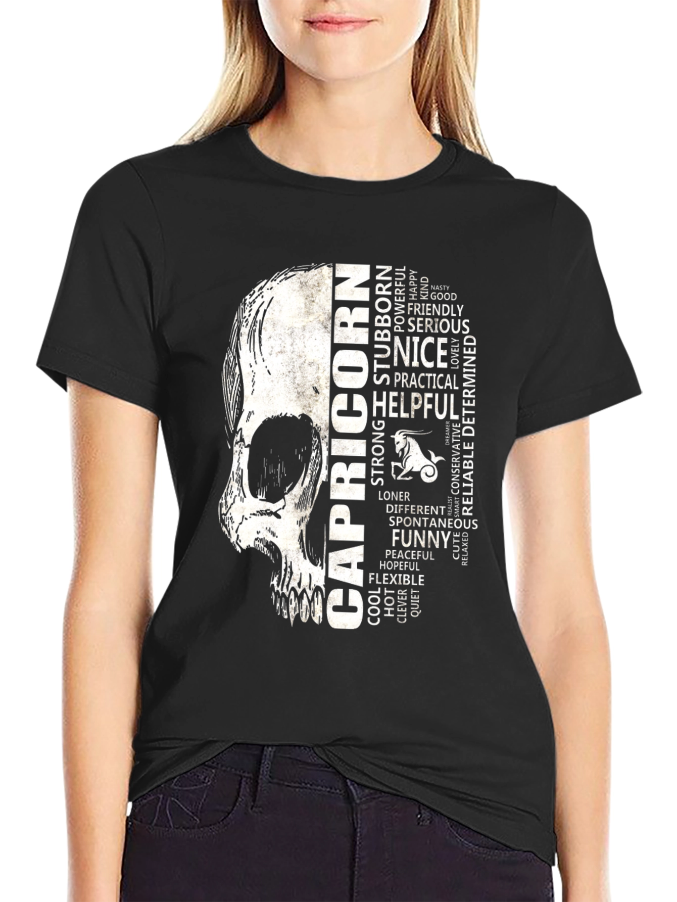 Capricorn Skull T-Shirt - Zodiac Sign Graphic Tee