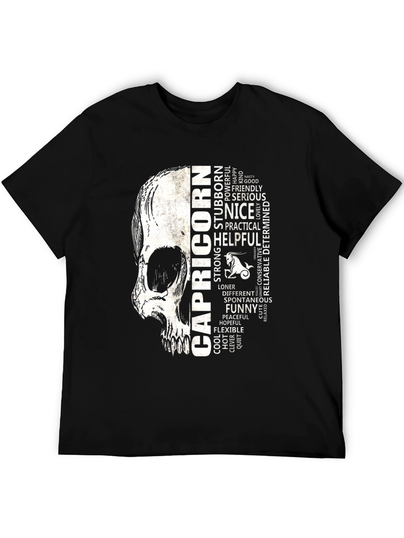 Capricorn Skull T-Shirt - Zodiac Sign Graphic Tee