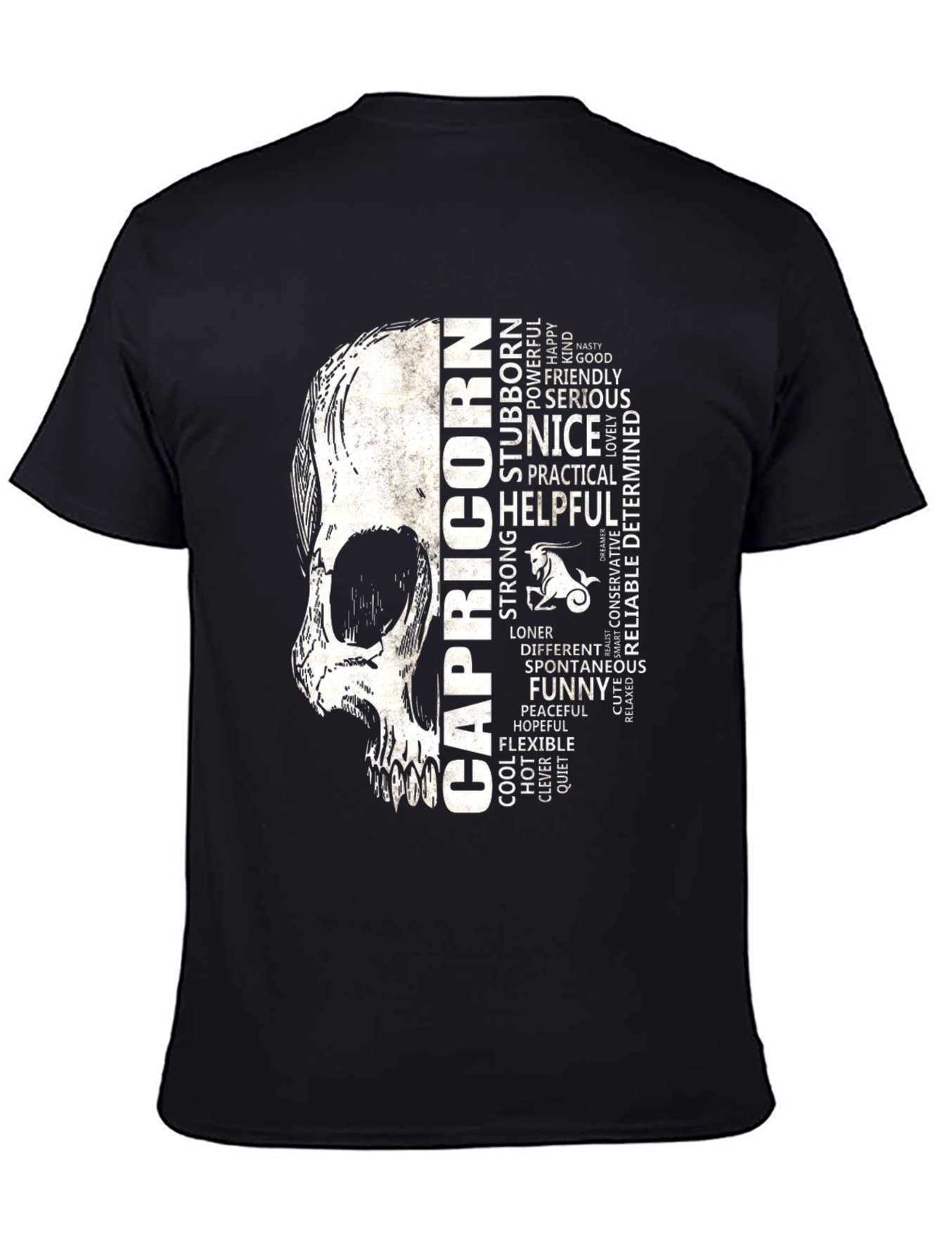 Capricorn Skull T-Shirt - Zodiac Sign Graphic Tee