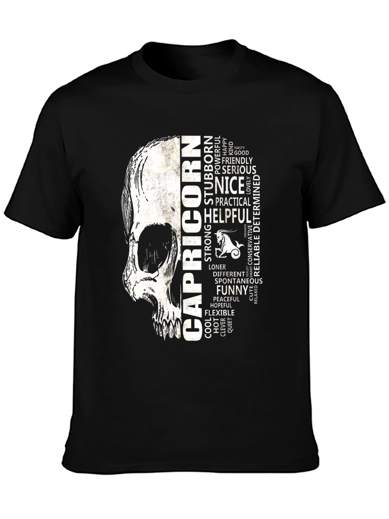 Capricorn Skull T-Shirt - Zodiac Sign Graphic Tee