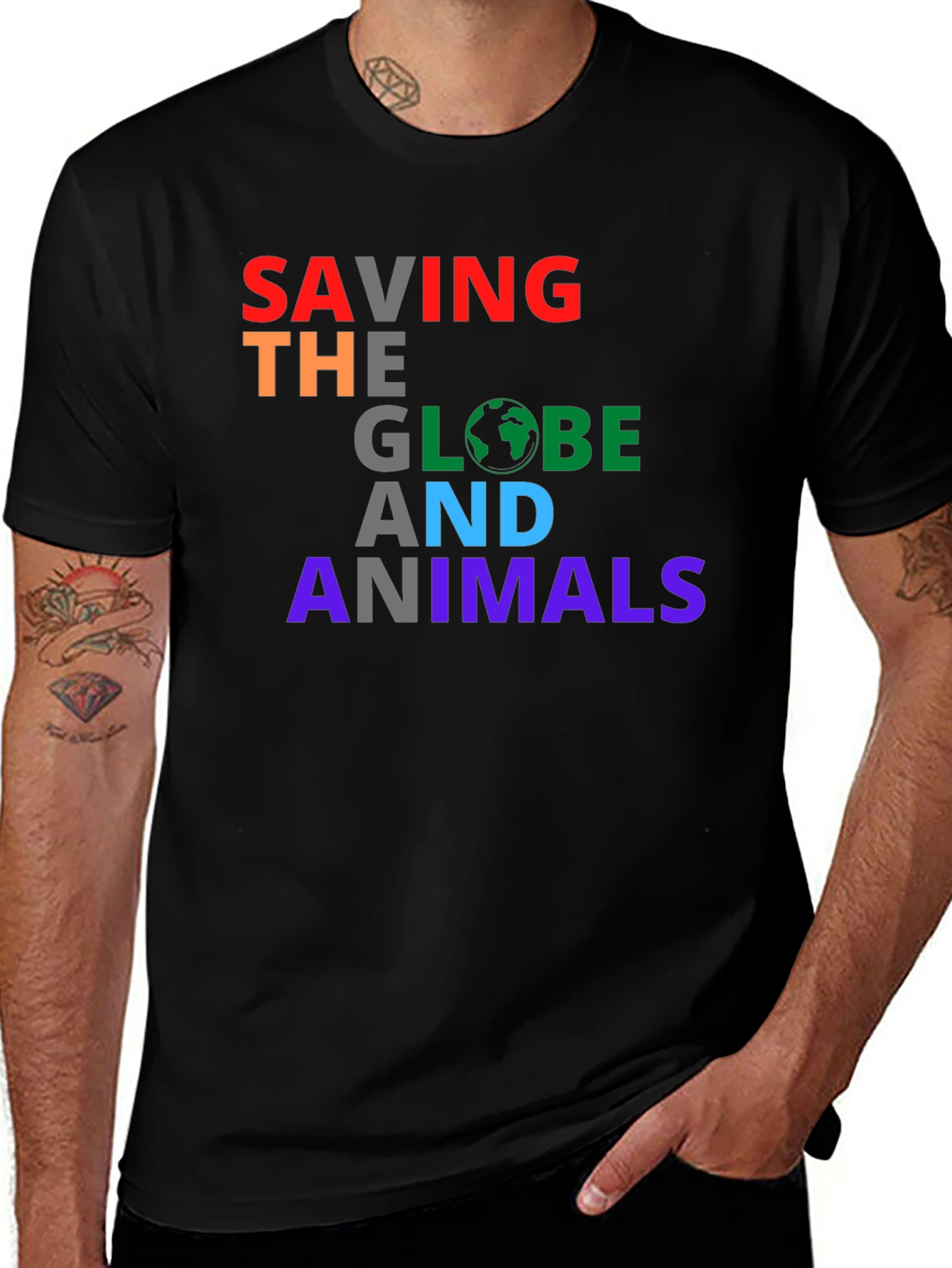 Saving the Globe and Animals Graphic Tee