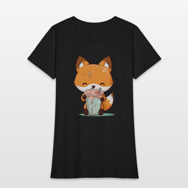 Kawaii Bubble Tea Fox Funny Boba-Tea Japanese Kids