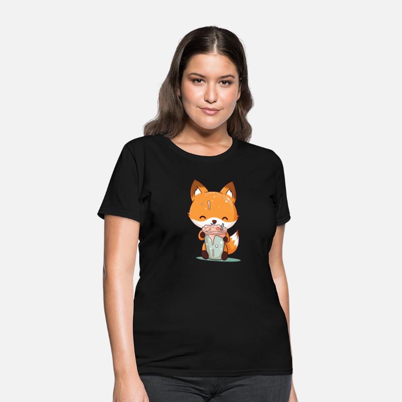 Kawaii Bubble Tea Fox Funny Boba-Tea Japanese Kids