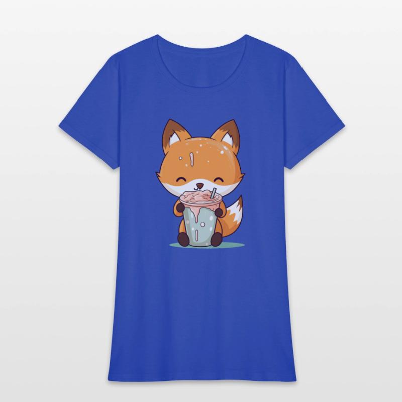 Kawaii Bubble Tea Fox Funny Boba-Tea Japanese Kids