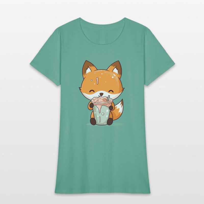 Kawaii Bubble Tea Fox Funny Boba-Tea Japanese Kids