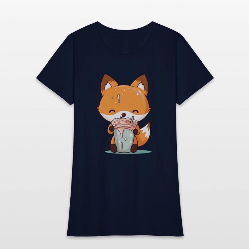Kawaii Bubble Tea Fox Funny Boba-Tea Japanese Kids