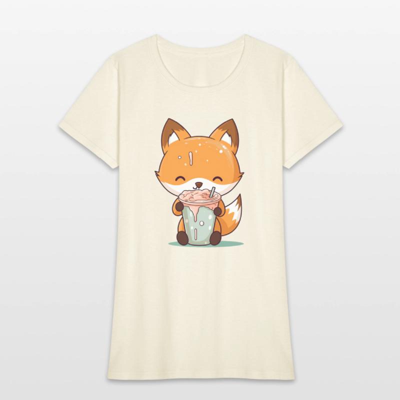 Kawaii Bubble Tea Fox Funny Boba-Tea Japanese Kids