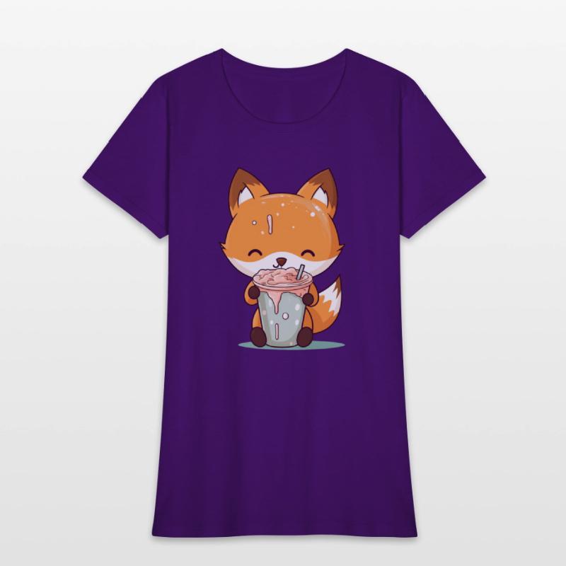 Kawaii Bubble Tea Fox Funny Boba-Tea Japanese Kids