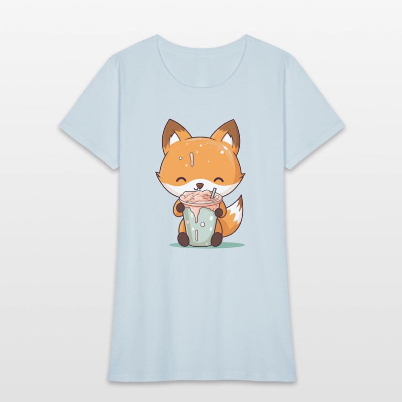 Kawaii Bubble Tea Fox Funny Boba-Tea Japanese Kids