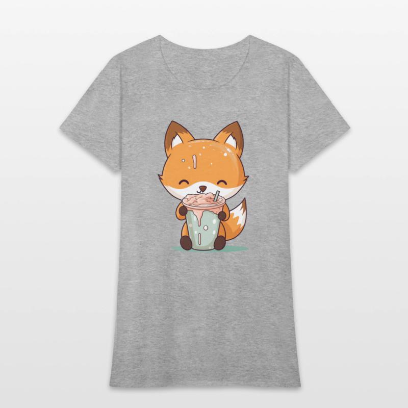 Kawaii Bubble Tea Fox Funny Boba-Tea Japanese Kids