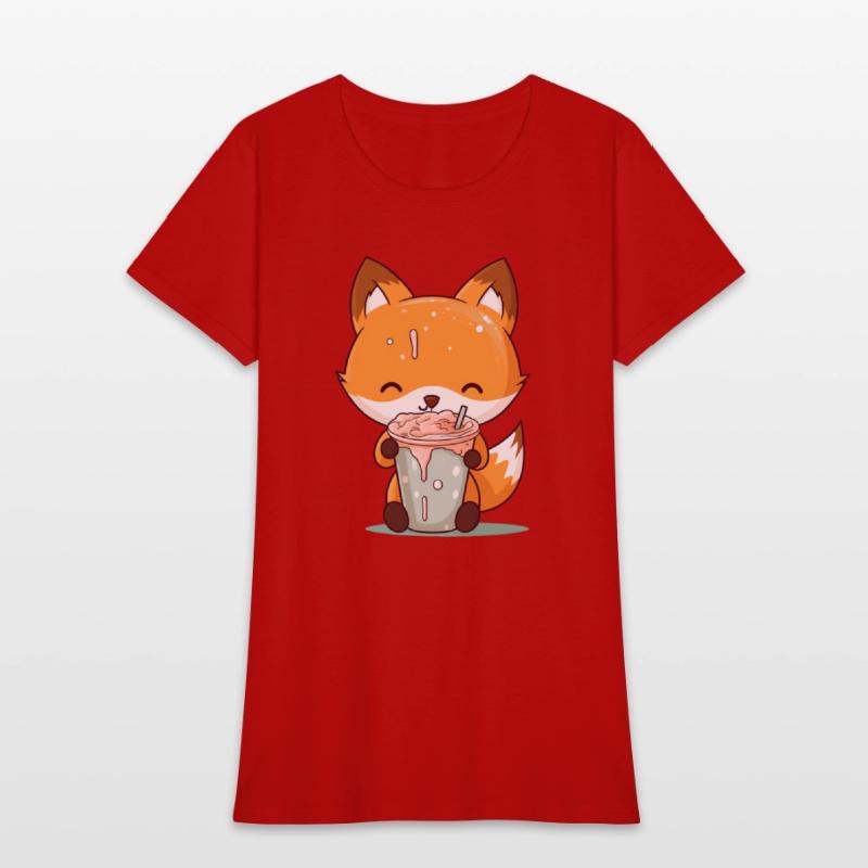 Kawaii Bubble Tea Fox Funny Boba-Tea Japanese Kids