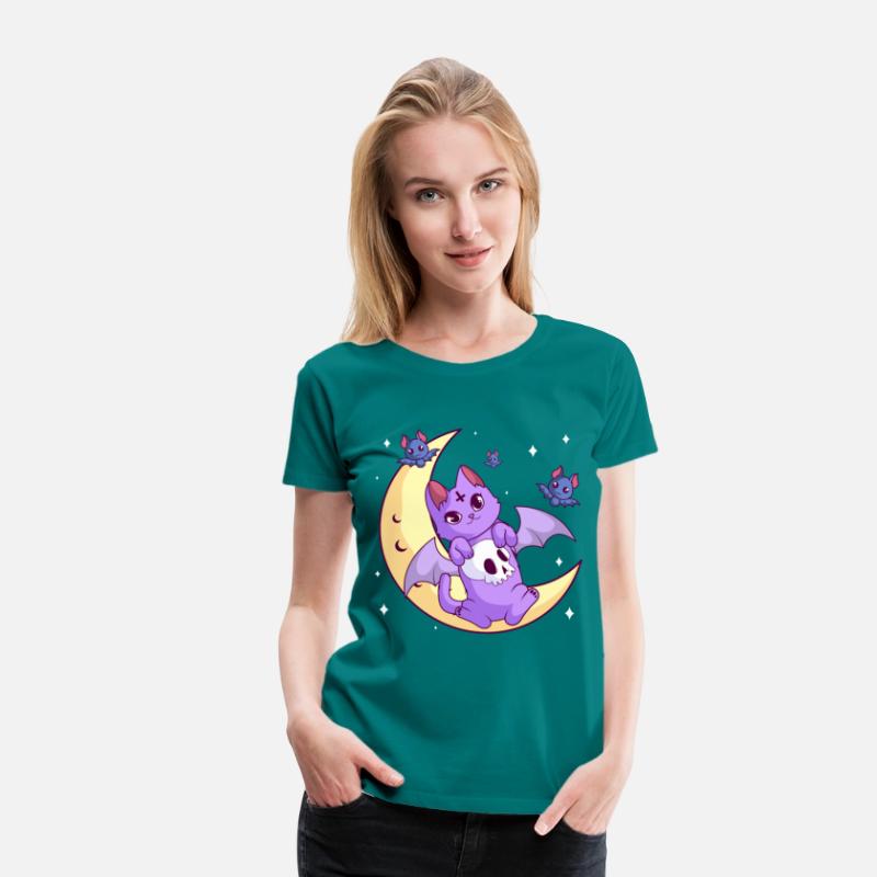 Kawaii Pastel Gothic Moon Skull Goth Cat
