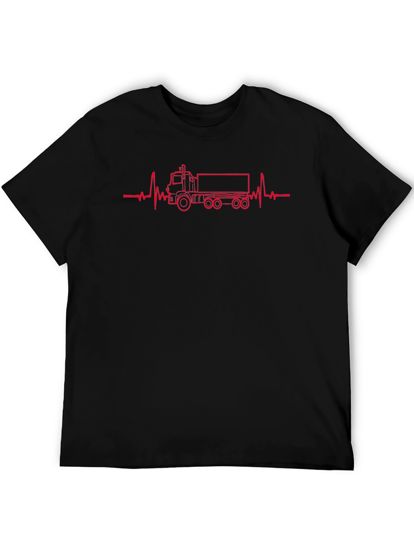Truck Heartbeat Graphic T-Shirt - Black