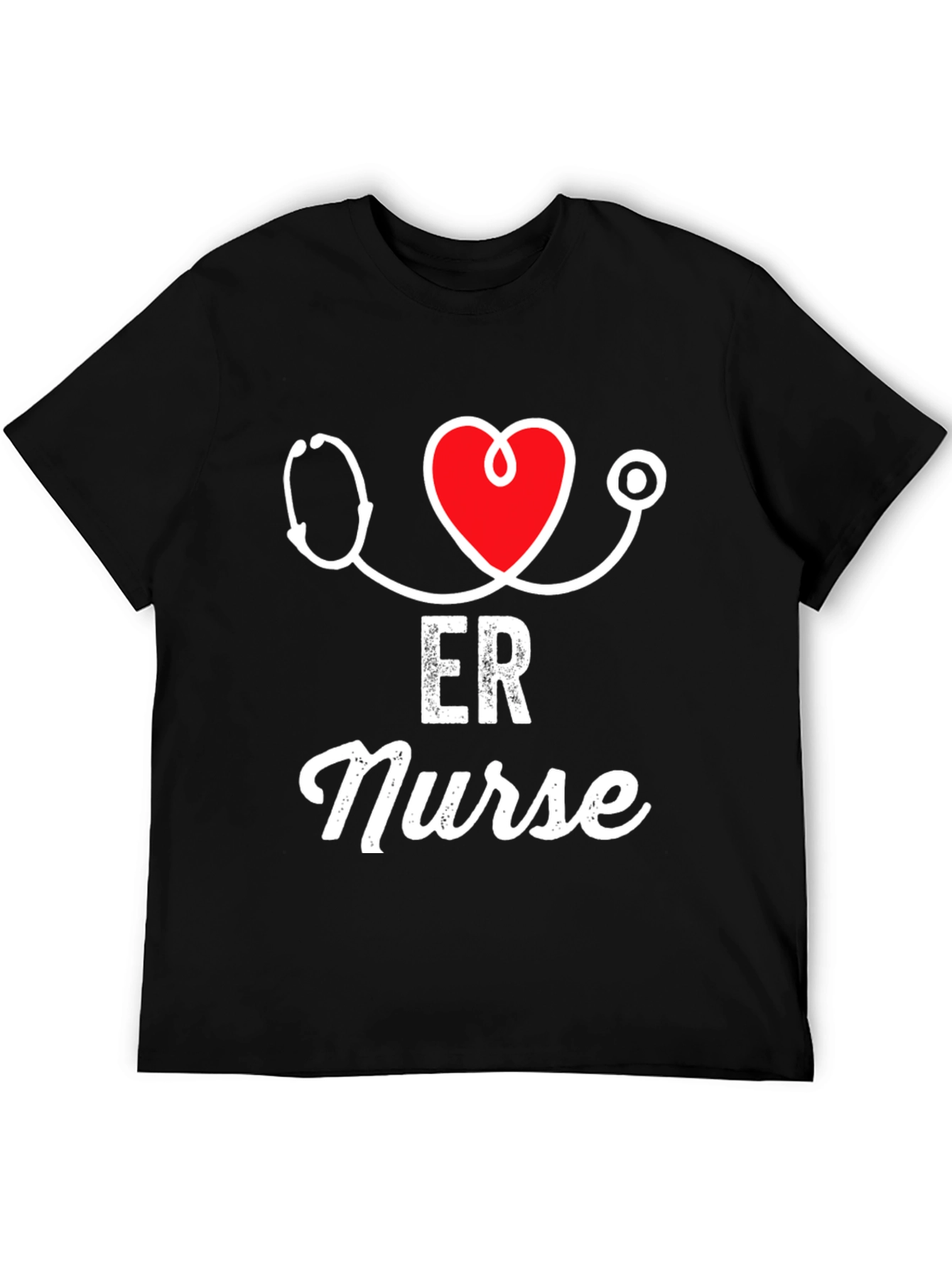 ER Nurse Stethoscope Heart Graphic T-Shirt