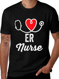 ER Nurse Stethoscope Heart Graphic T-Shirt