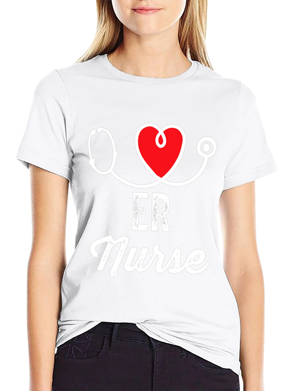 ER Nurse Stethoscope Heart Graphic T-Shirt
