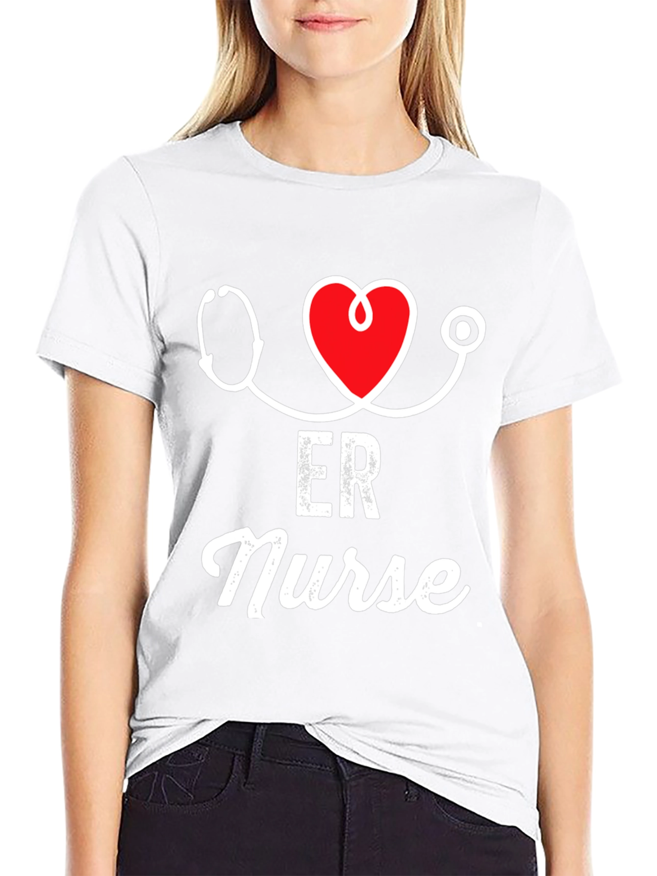 ER Nurse Stethoscope Heart Graphic T-Shirt