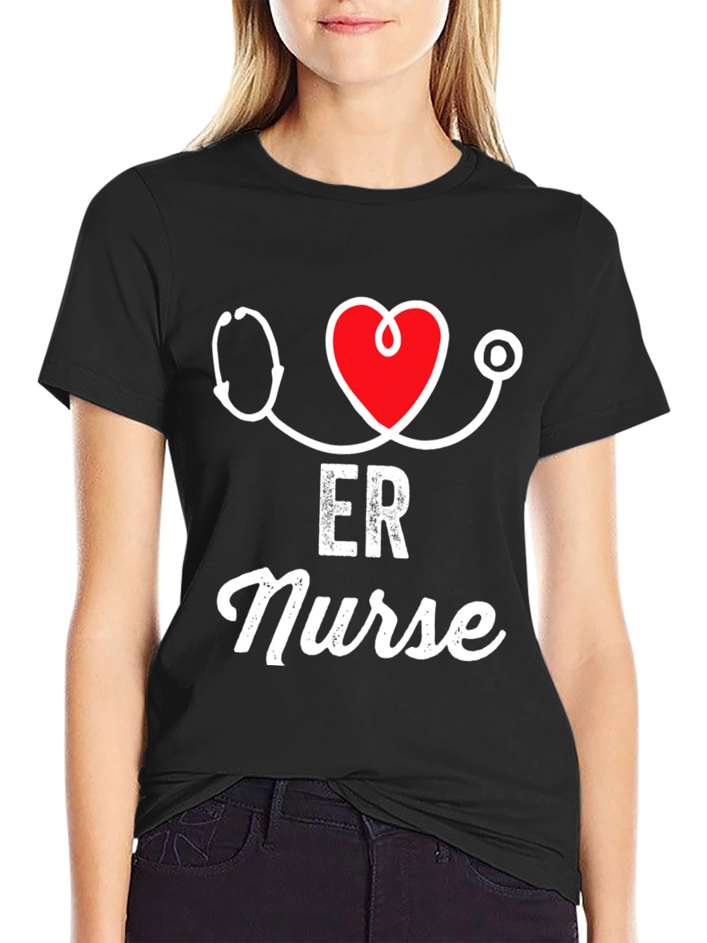 ER Nurse Stethoscope Heart Graphic T-Shirt