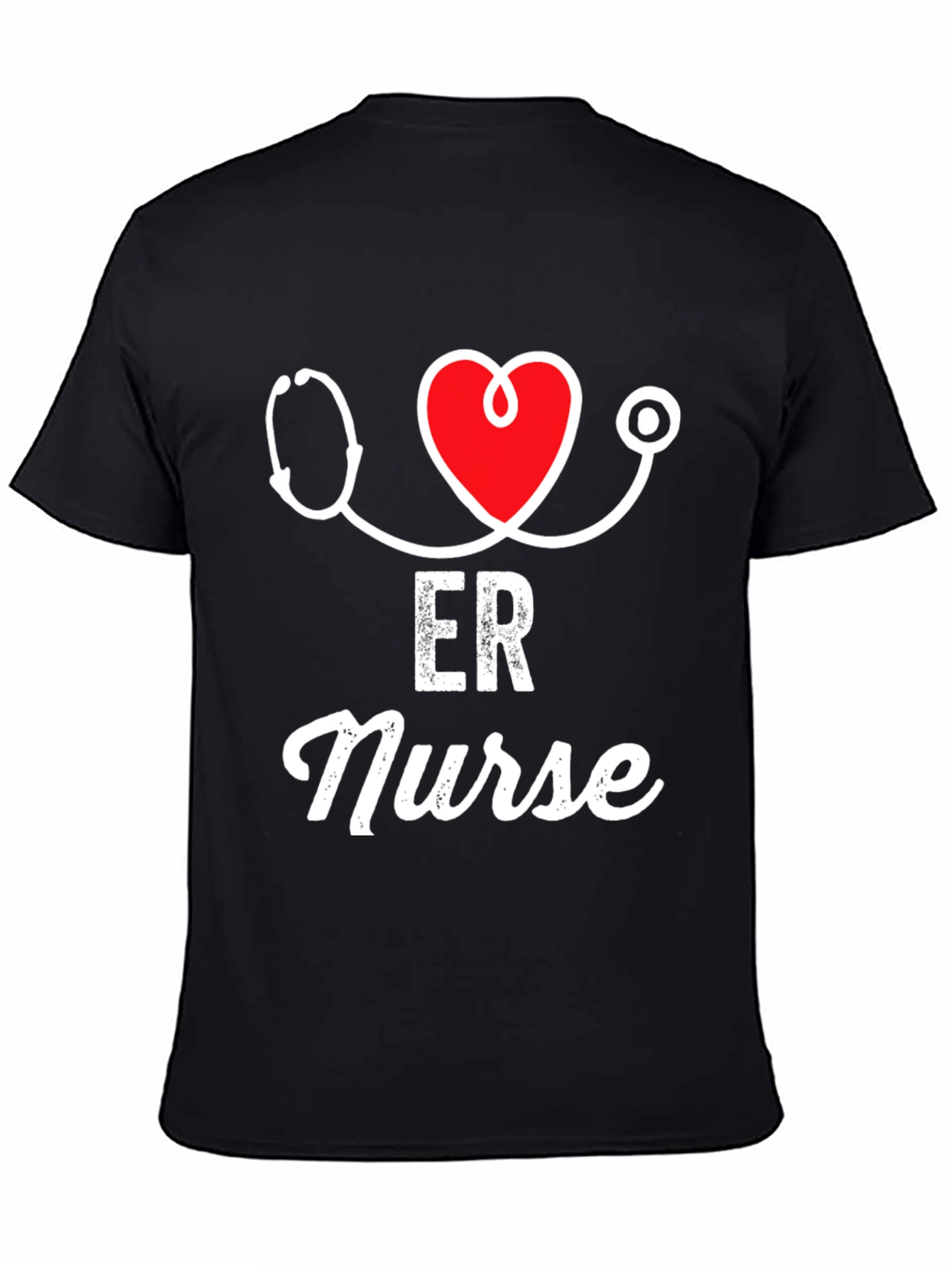 ER Nurse Stethoscope Heart Graphic T-Shirt