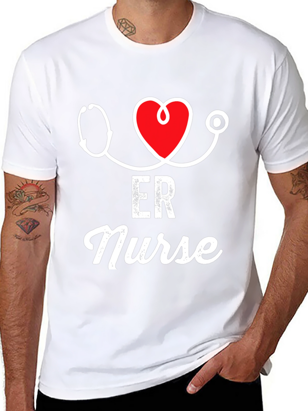 ER Nurse Stethoscope Heart Graphic T-Shirt