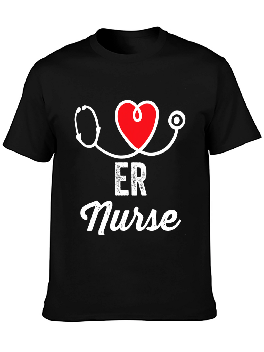 ER Nurse Stethoscope Heart Graphic T-Shirt