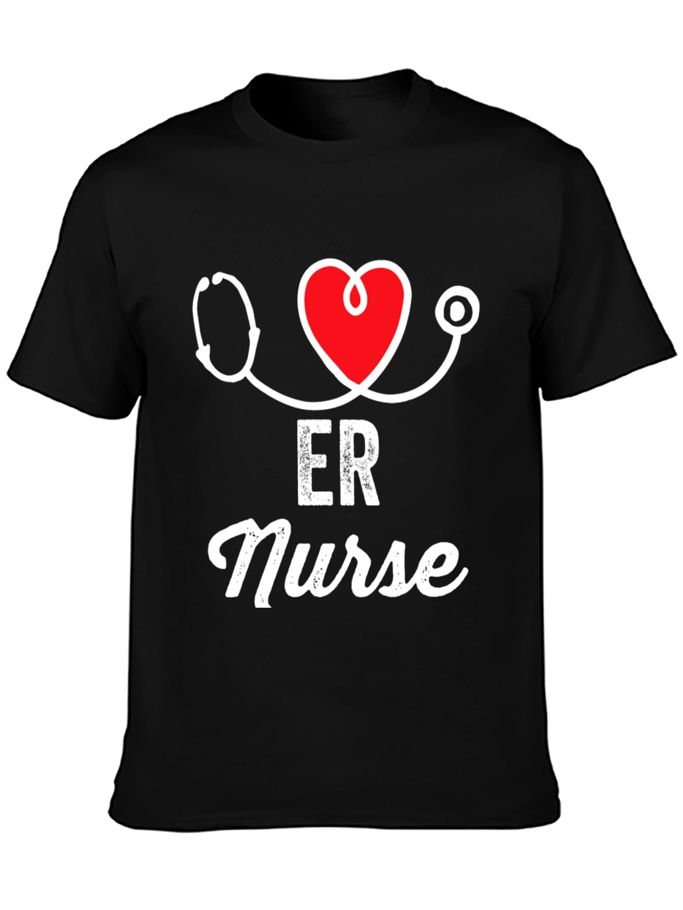 ER Nurse Stethoscope Heart Graphic T-Shirt