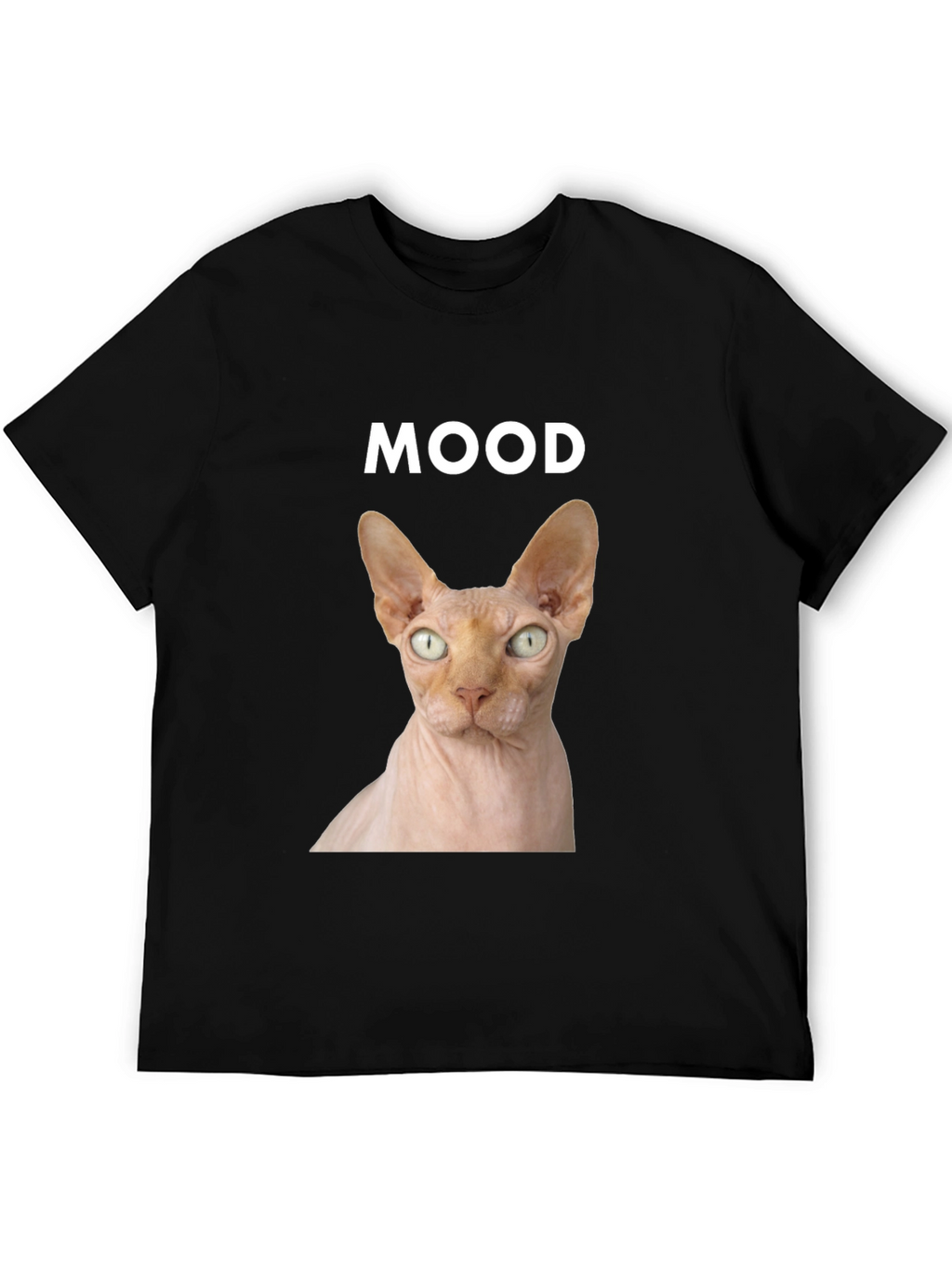 Mood Sphynx Cat Graphic Tee - Black Unisex T-Shirt