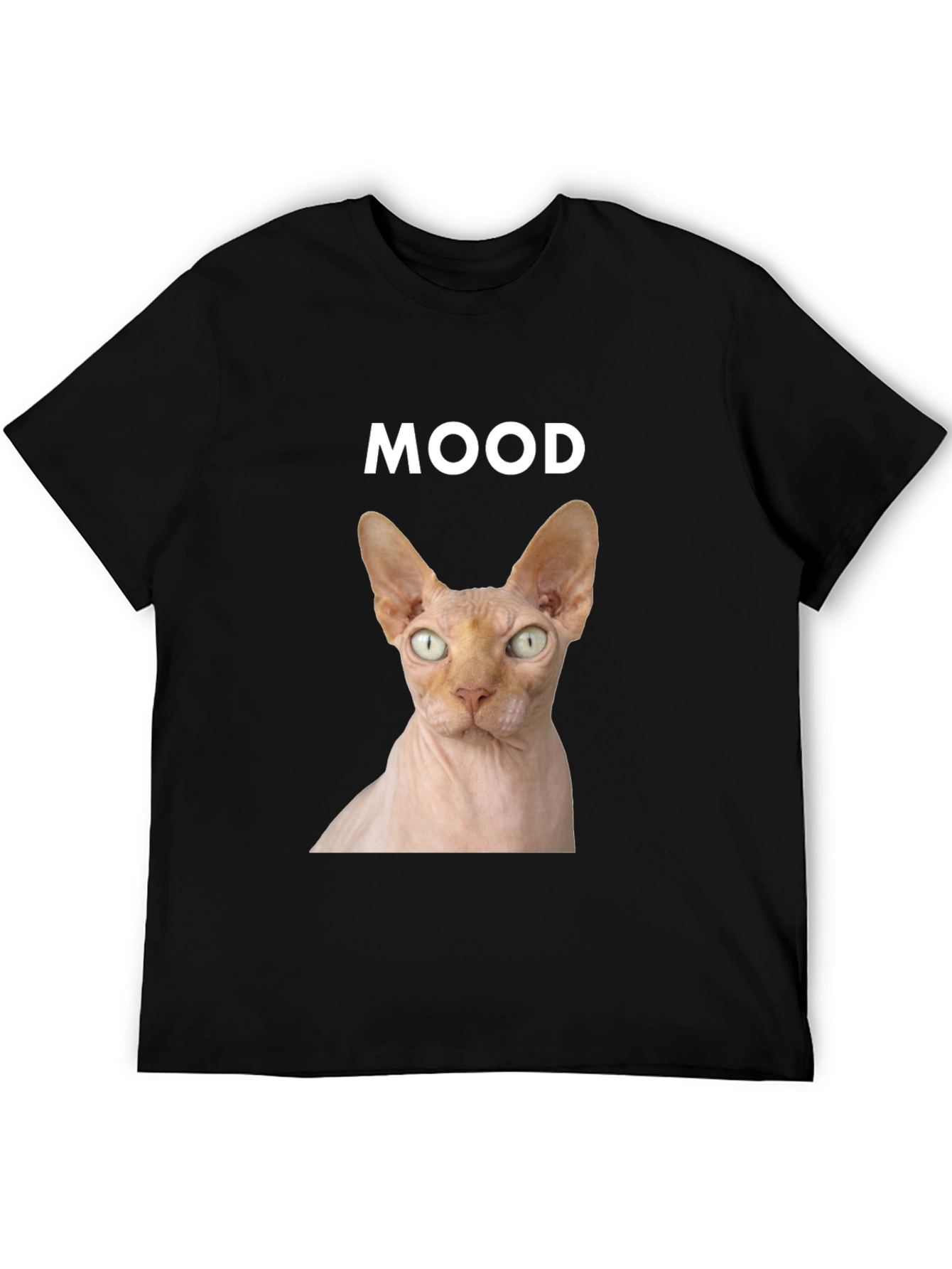 Mood Sphynx Cat Graphic Tee - Black Unisex T-Shirt