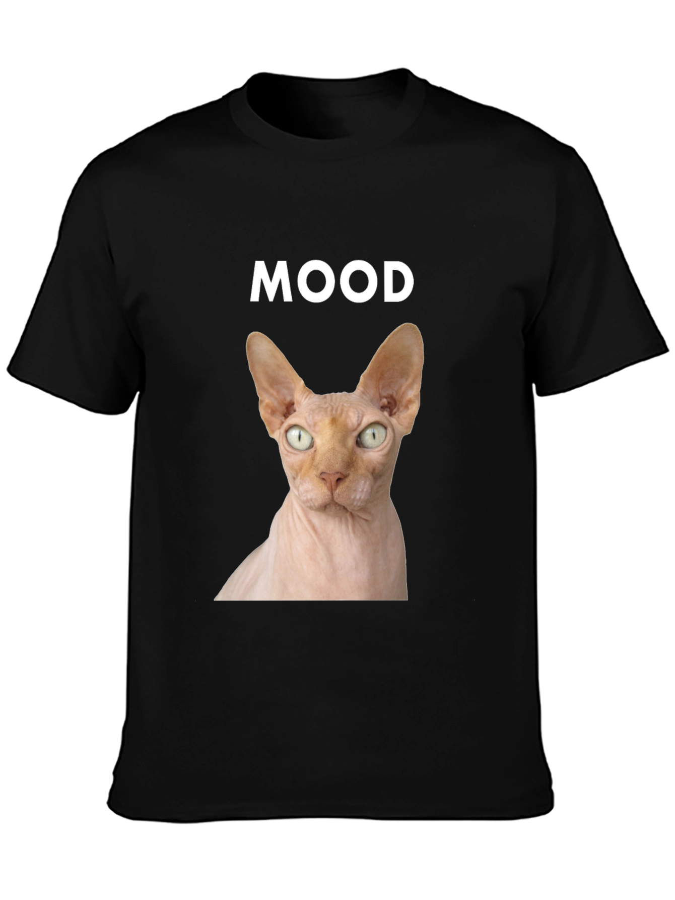 Mood Sphynx Cat Graphic Tee - Black Unisex T-Shirt