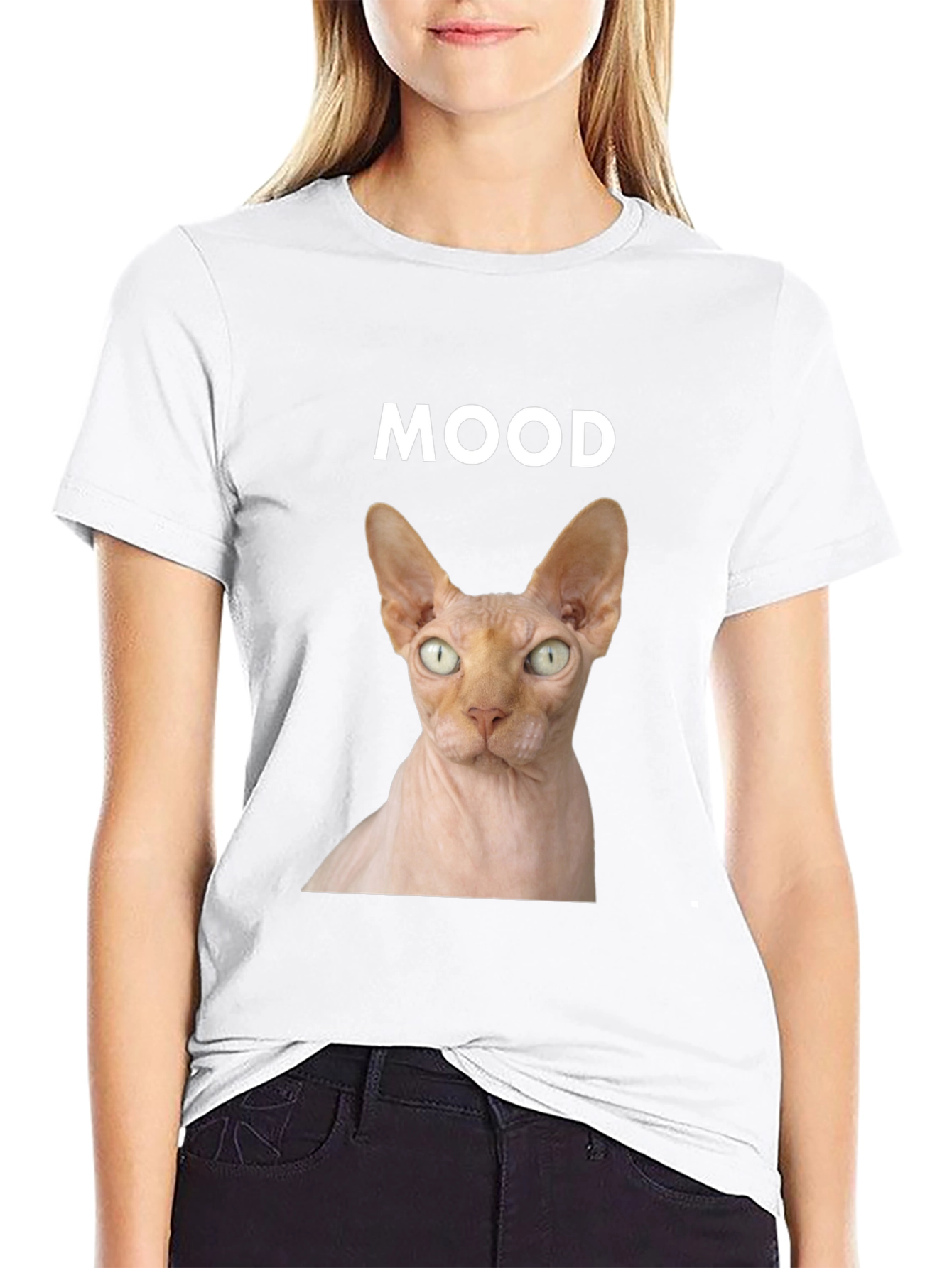 Mood Sphynx Cat Graphic Tee - Black Unisex T-Shirt