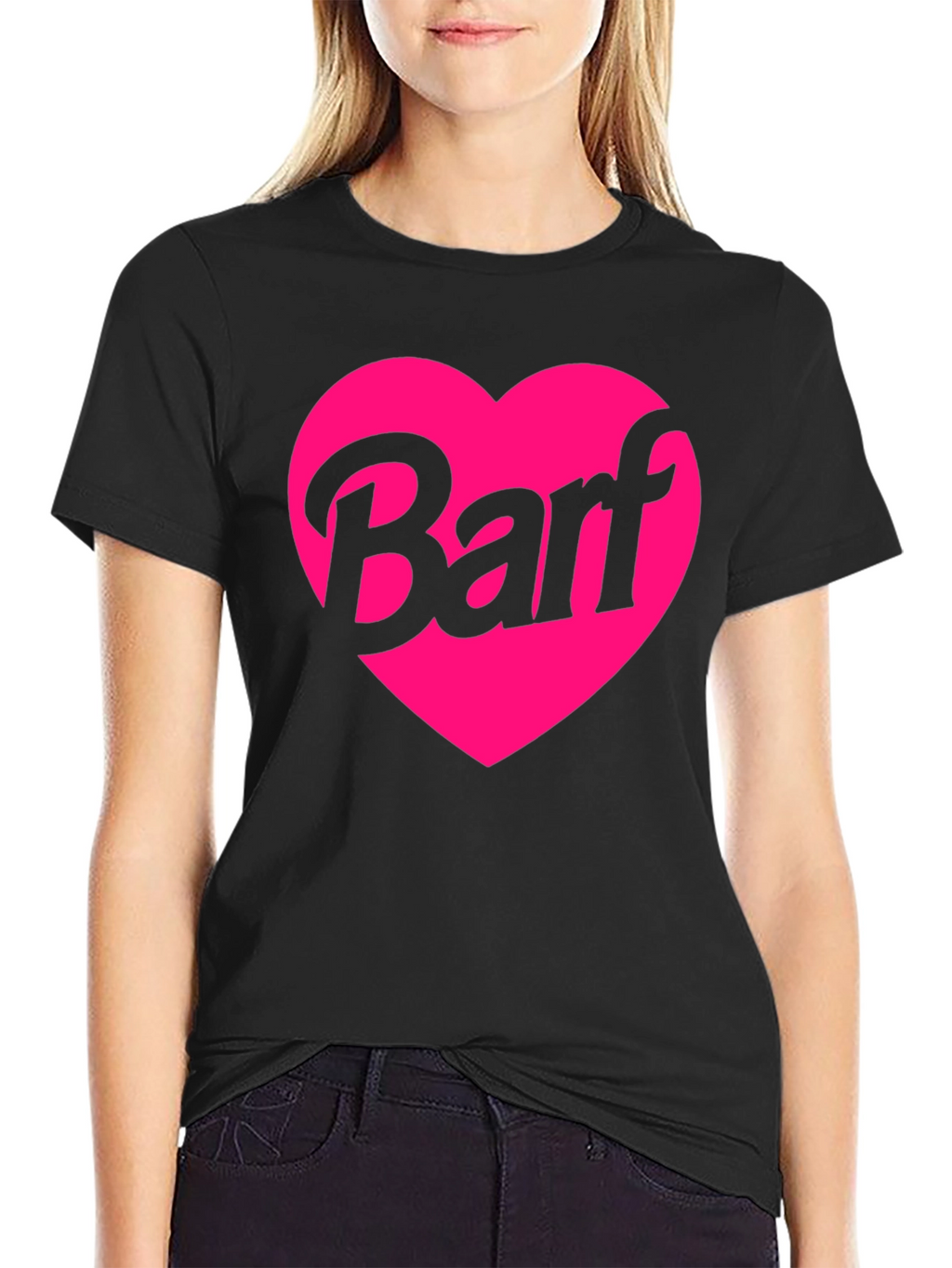 Barf Heart Graphic Tee - Black Crew Neck Shirt