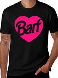 Barf Heart Graphic Tee - Black Crew Neck Shirt