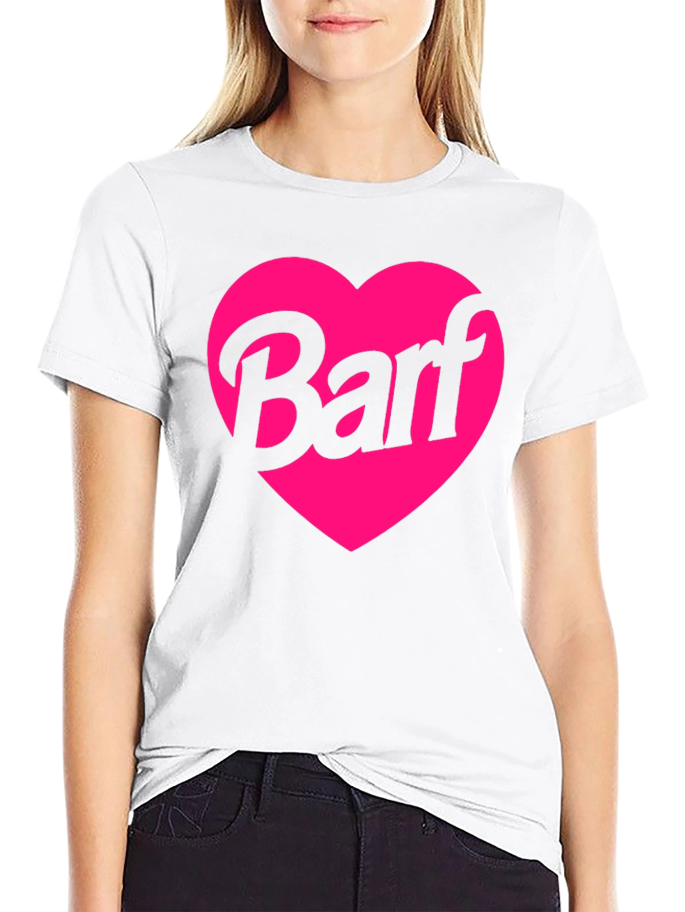 Barf Heart Graphic Tee - Black Crew Neck Shirt